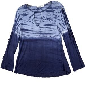Red Haute Womens blue tie dye Pullover‎ Top Shirt S